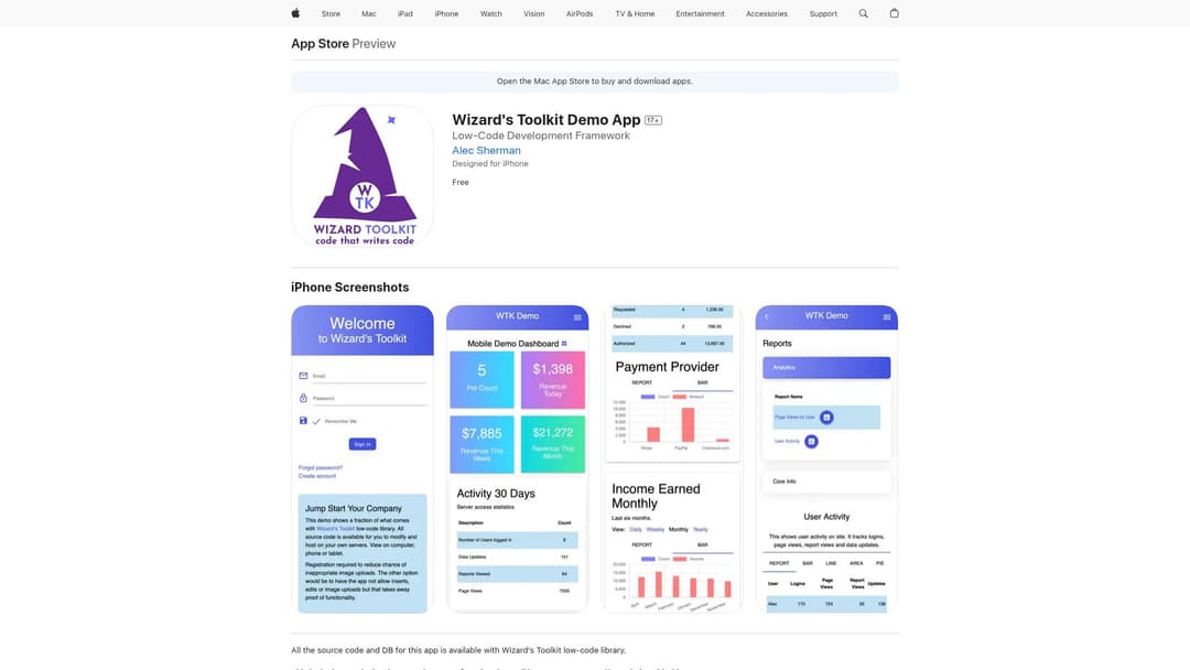 Wizard's Toolkit Demo App