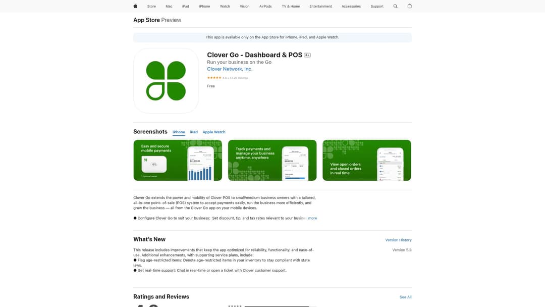 Clover Go - Dashboard & POS