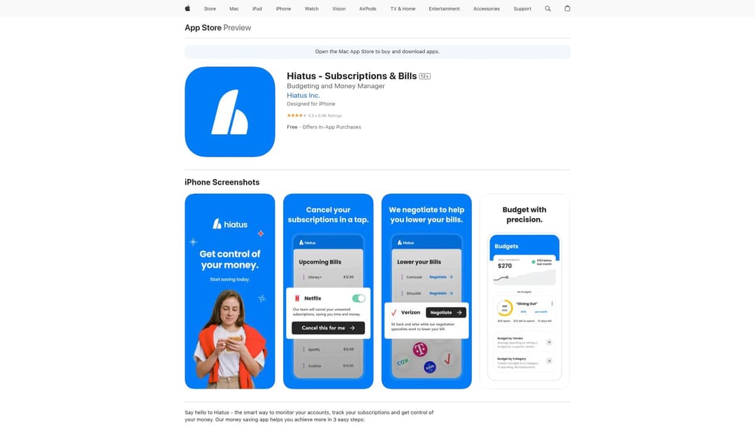 Hiatus - Subscriptions & Bills