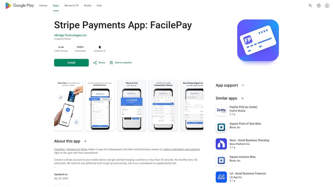 Stripe Payments App: FacilePay