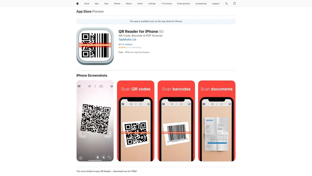 QR Reader for iPhone