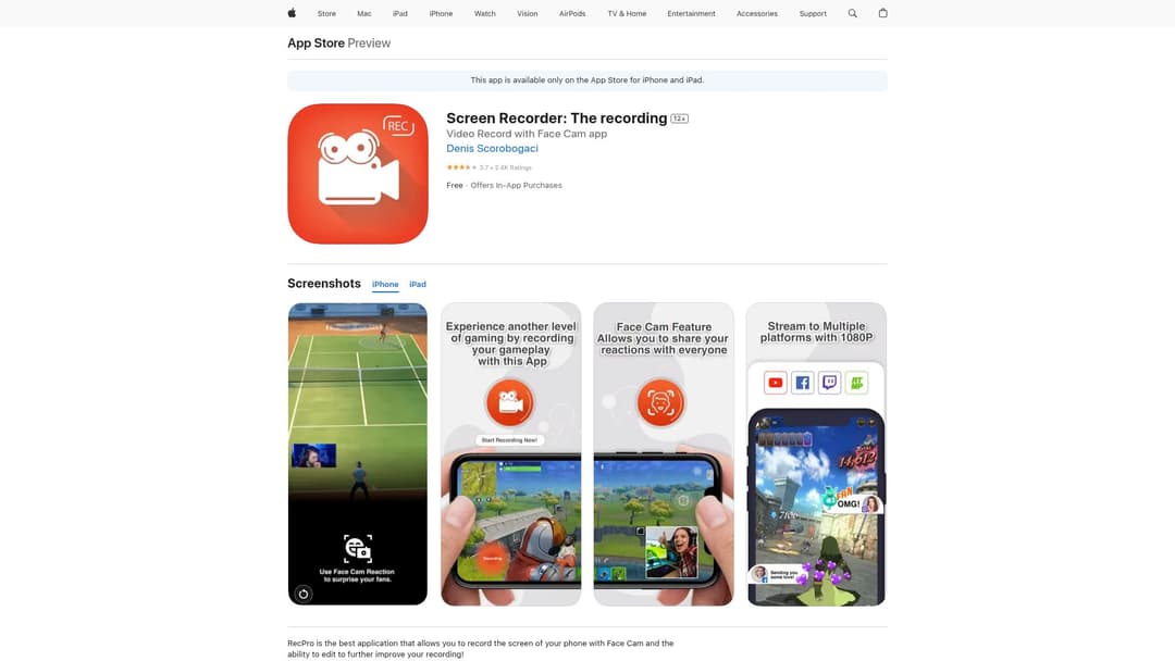 Screen Recorder: The recording (RecPro)