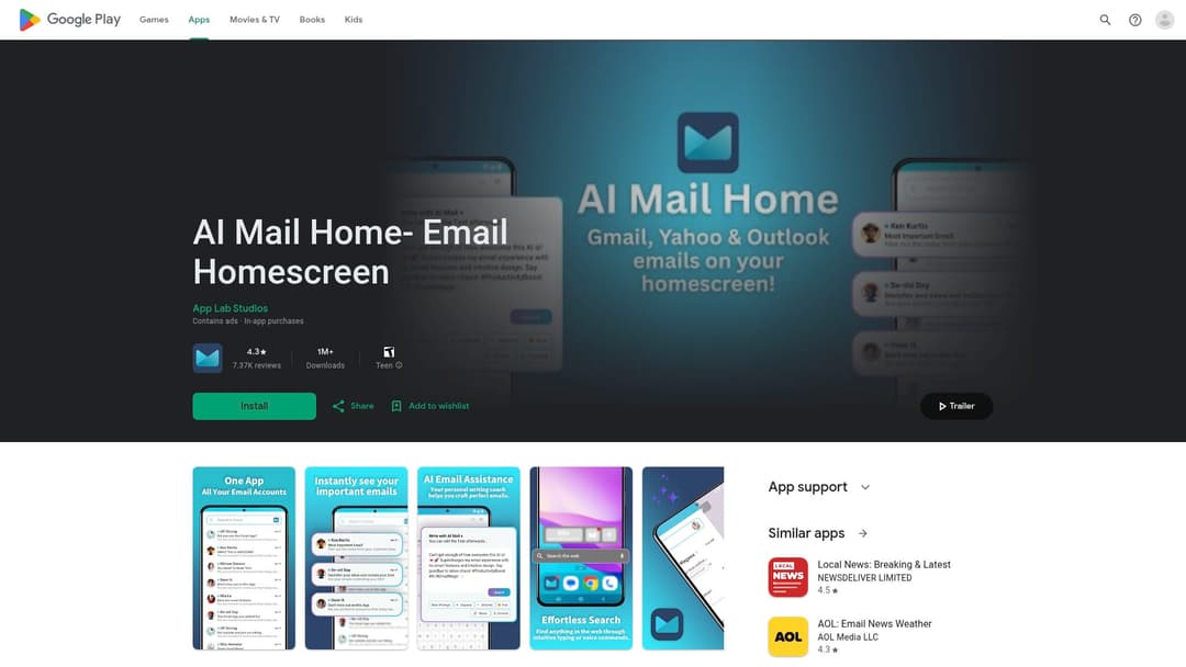 AI Mail Home- Email Homescreen
