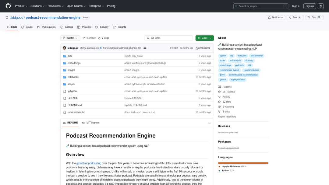 siddgood/podcast-recommendation-engine