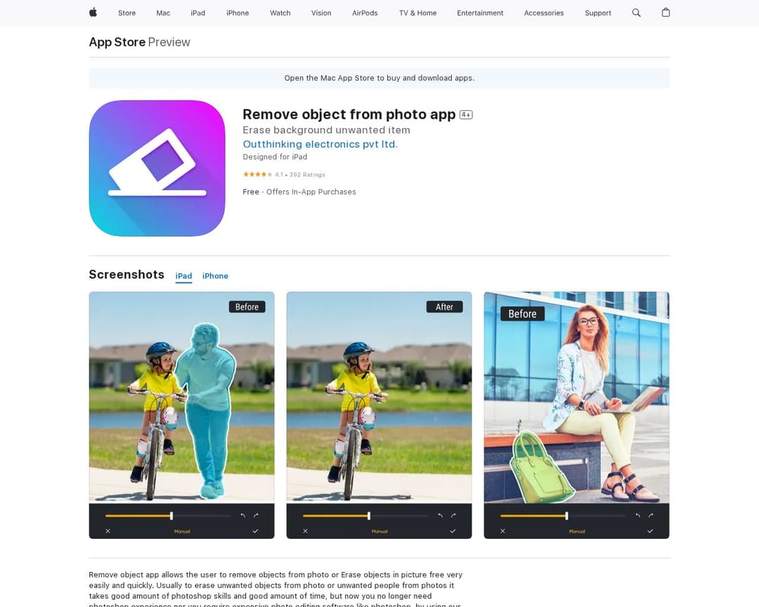 Remove object from photo app