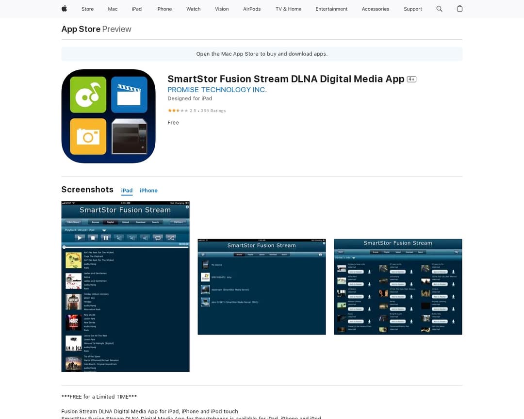 SmartStor Fusion Stream DLNA Digital Media App