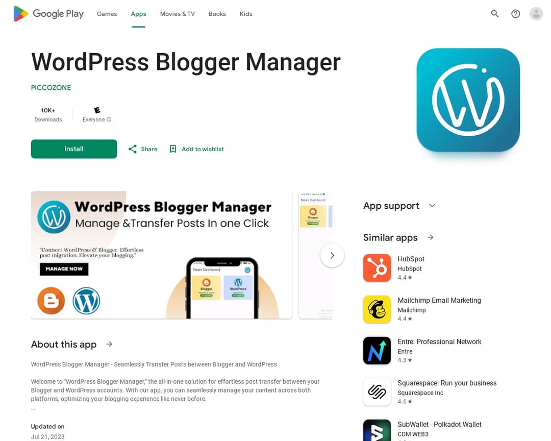 WordPress Blogger Manager