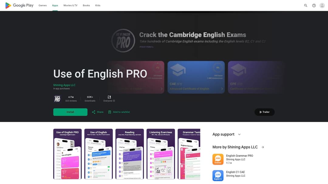 Use of English PROShining Apps LLC