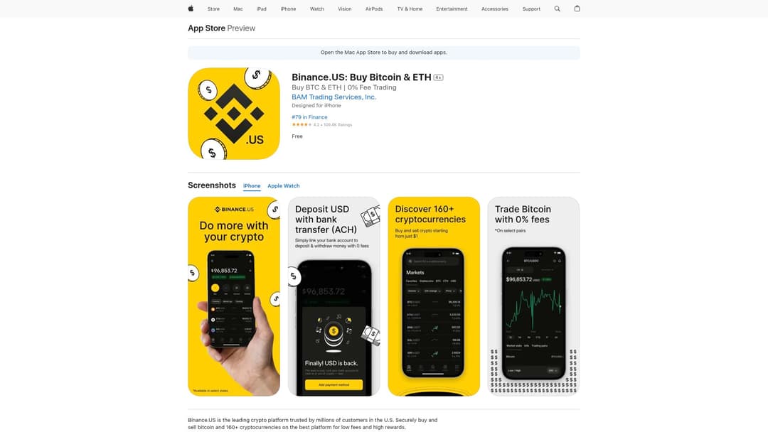 Binance.US: Buy Bitcoin & ETH