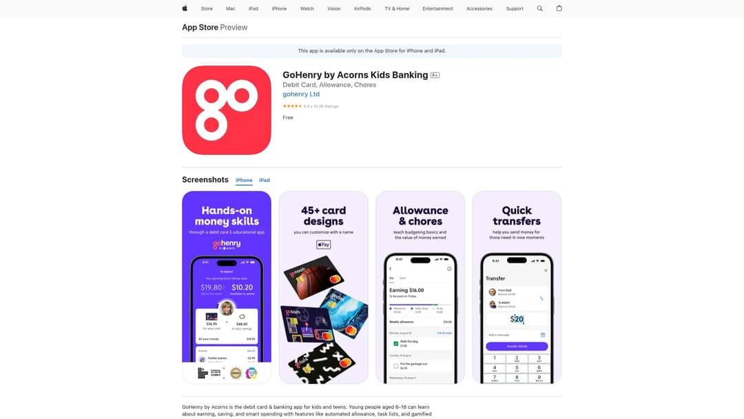 GoHenry by Acorns Kids Banking