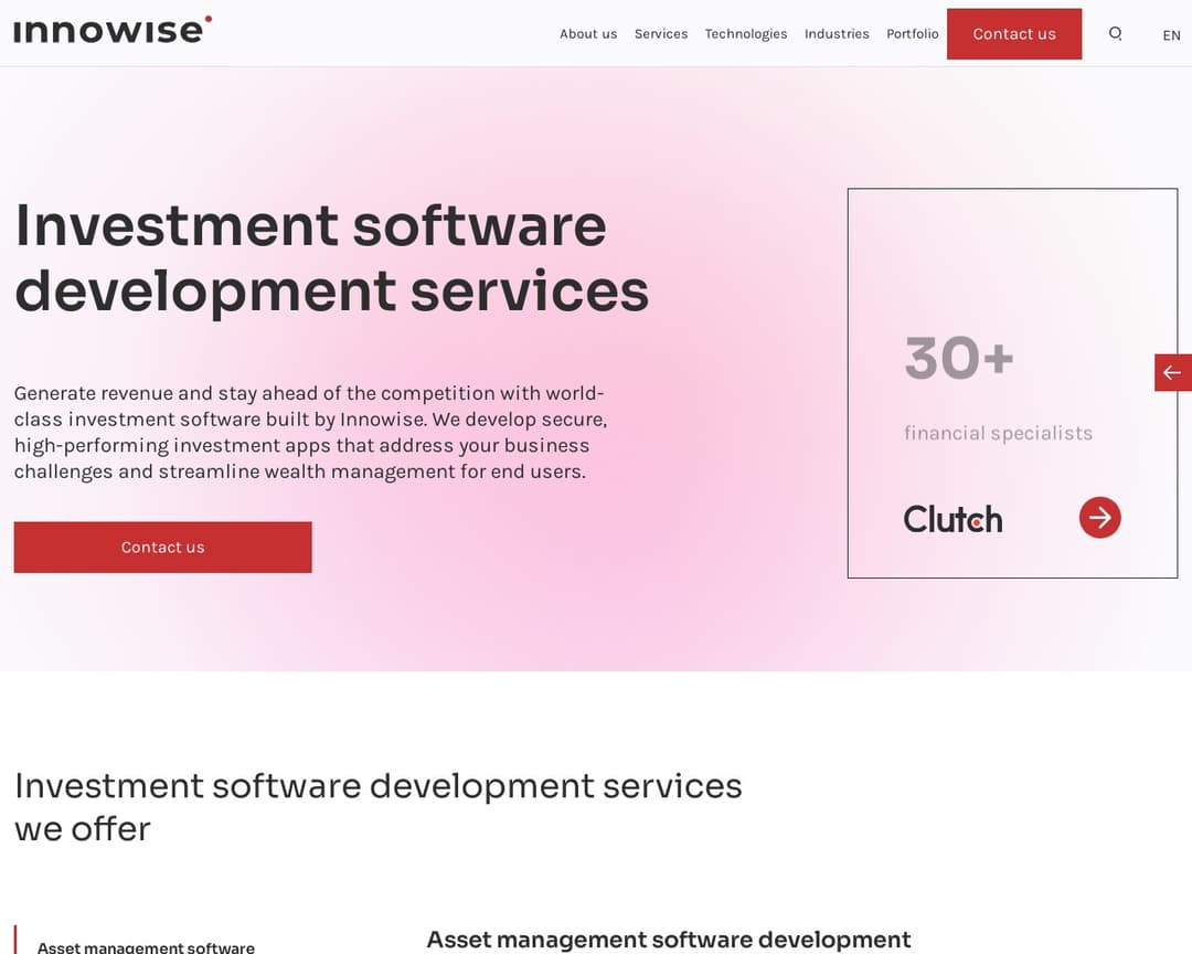 Investment software development services