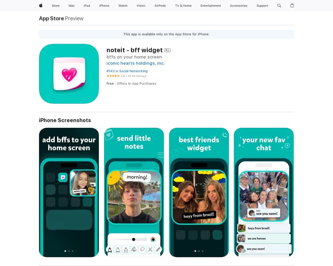 noteit - bff widget Social Networking