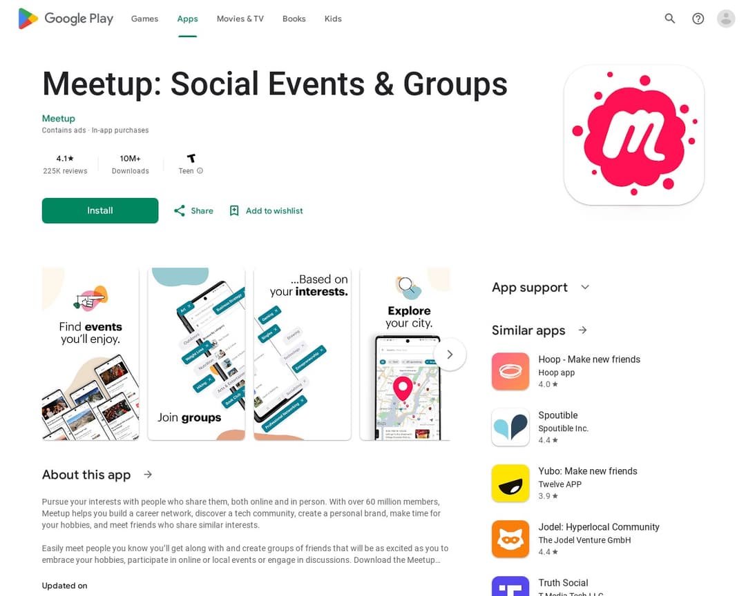 Meetup: Social Events & Groups