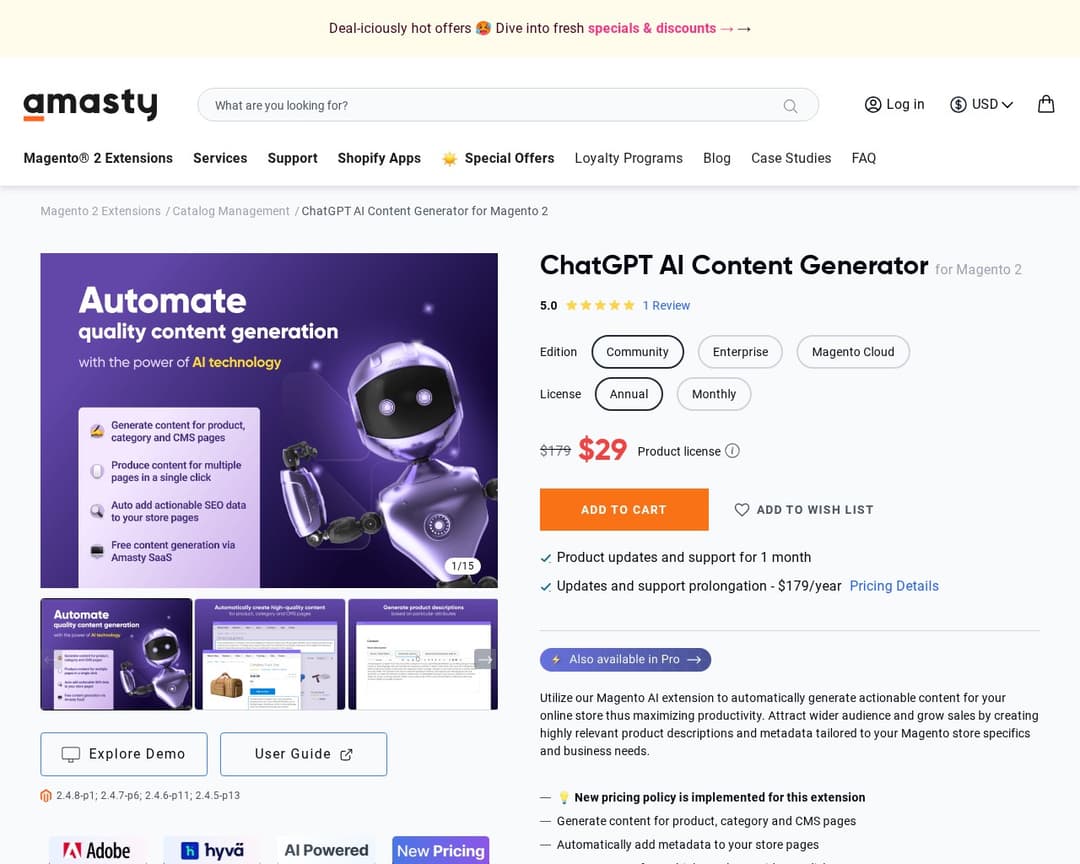 ChatGPT AI Content Generator for Magento 2