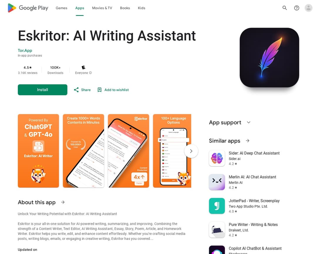Eskritor: AI Writing Assistant