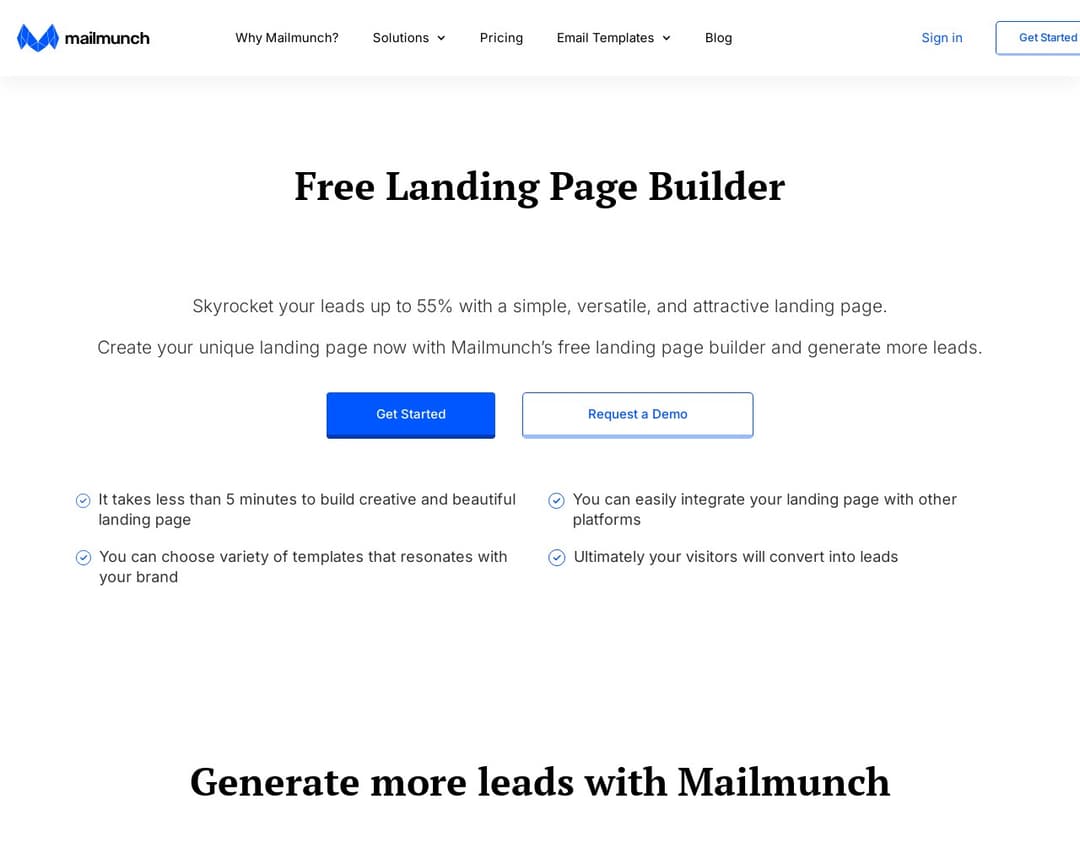 Mailmunch Landing Pages