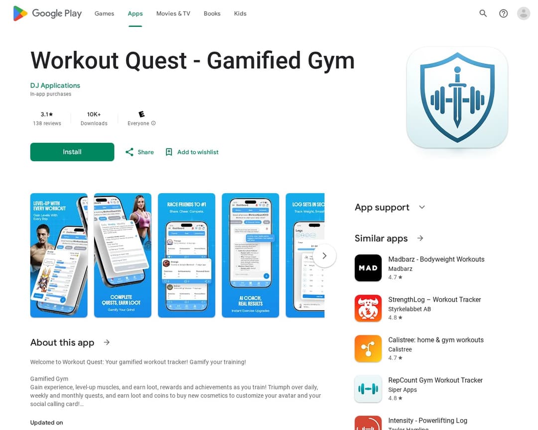Workout Quest - Gamified Gym