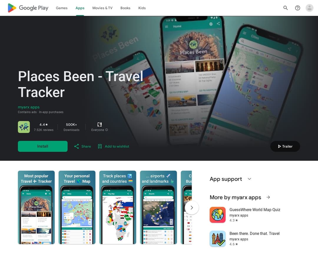 Places Been - Travel Tracker