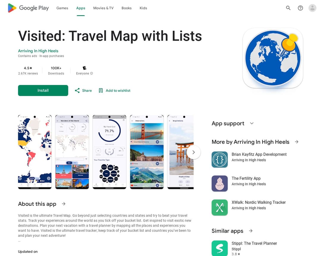 Visited: Travel Map with Lists