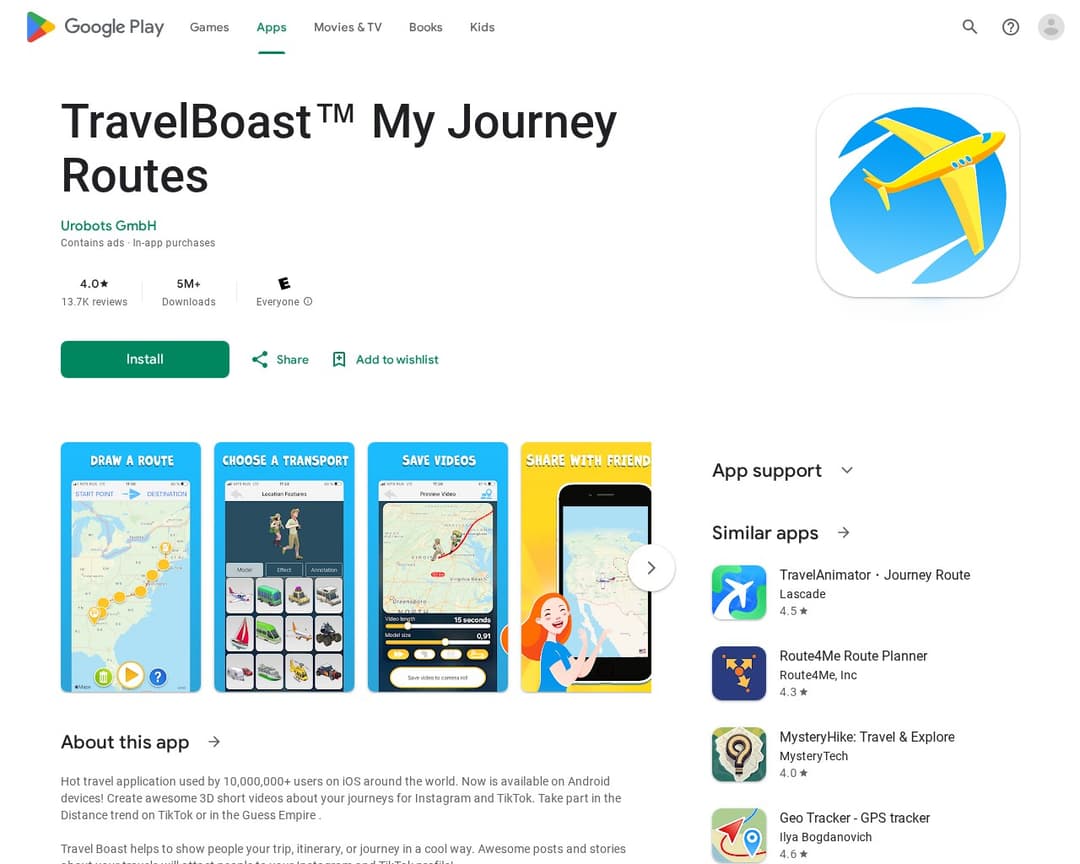 TravelBoast™ My Journey Routes