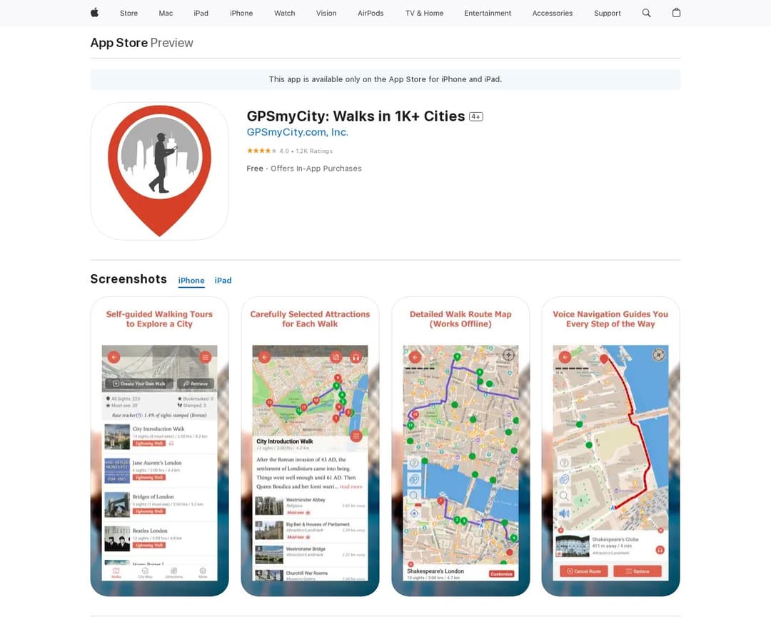 GPSmyCity: Walks in 1K+ Cities