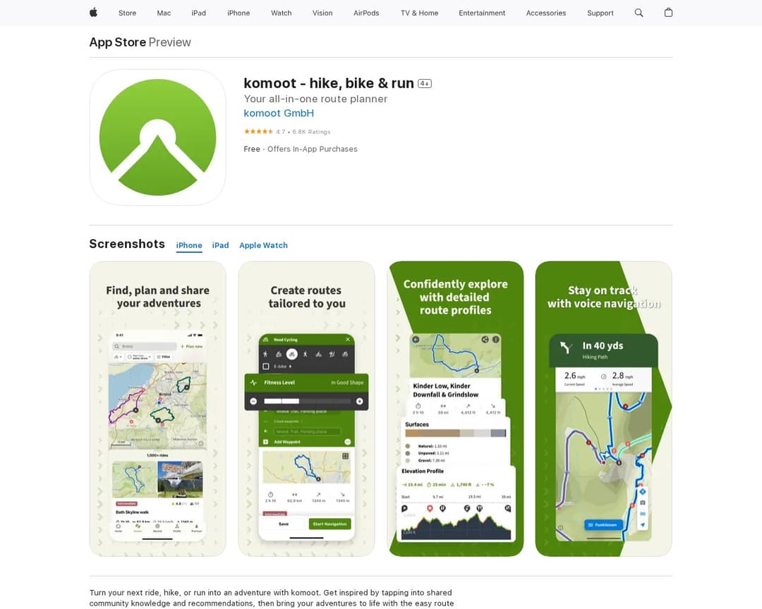 komoot - hike, bike & run