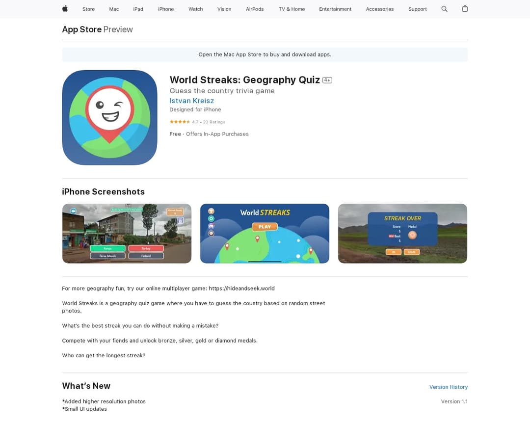 World Streaks: Geography Quiz