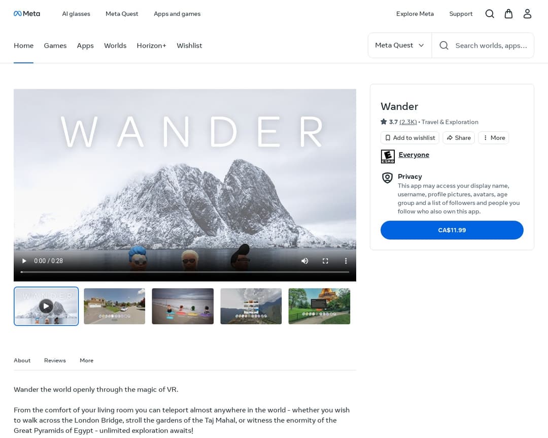 Wander on Meta Quest