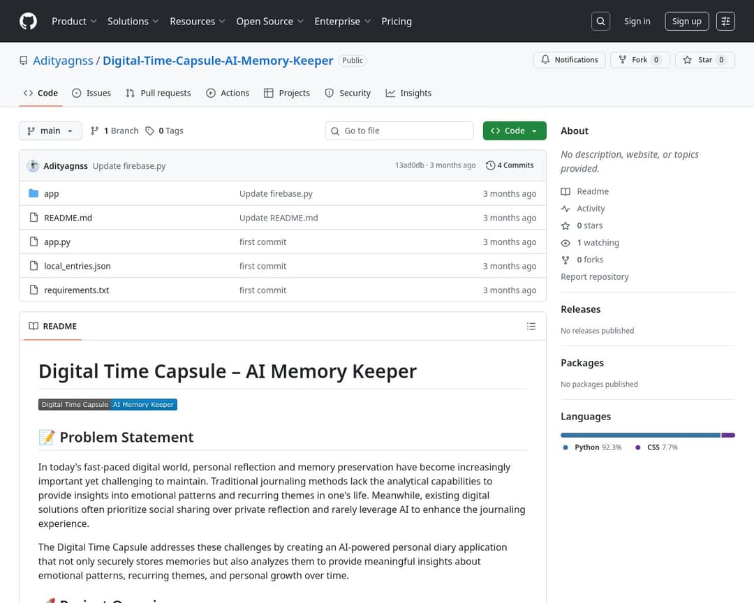Digital Time Capsule â AI Memory Keeper