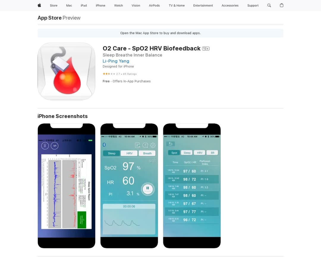 O2 Care - SpO2 HRV Biofeedback