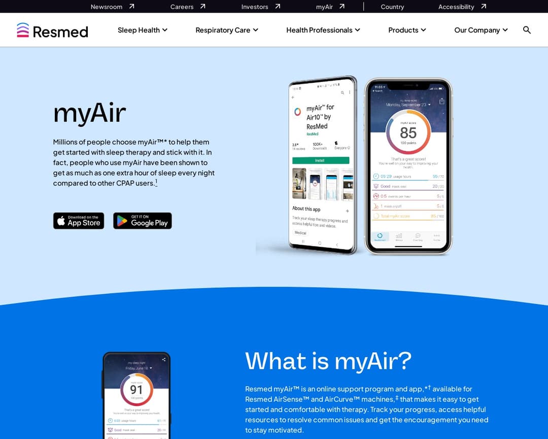 myAir coaching app for sleep apnea