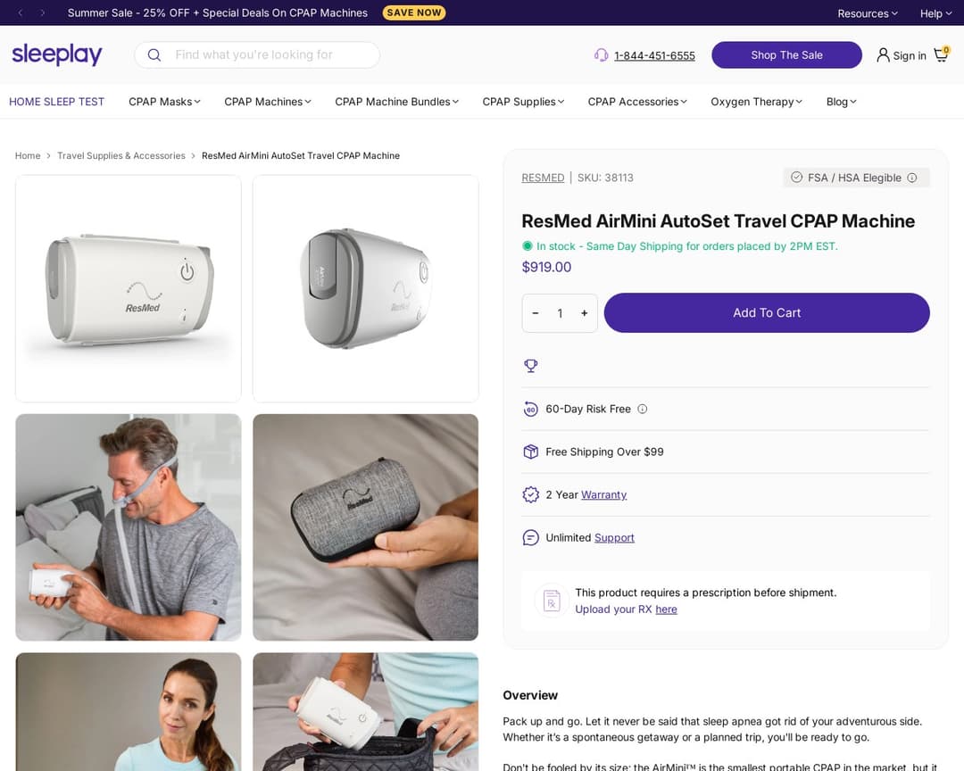 ResMed AirMini AutoSet Travel CPAP Machine