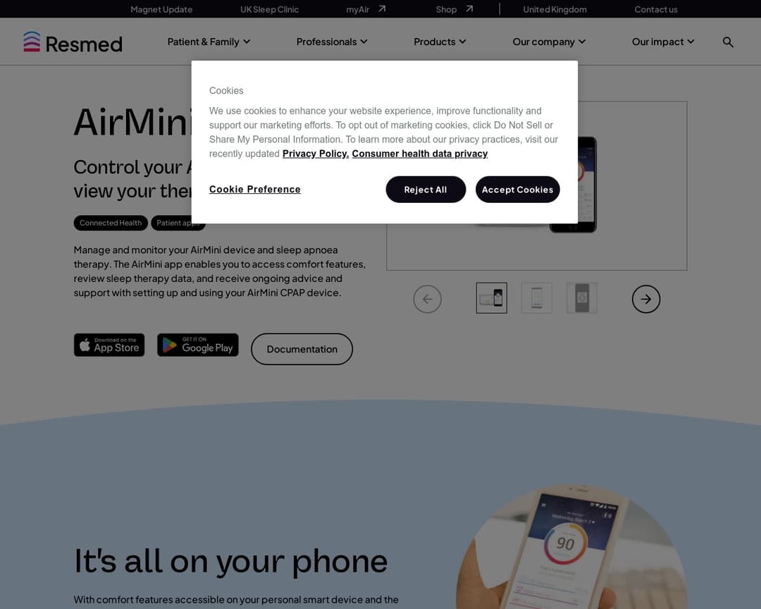 AirMini app Patient therapy management