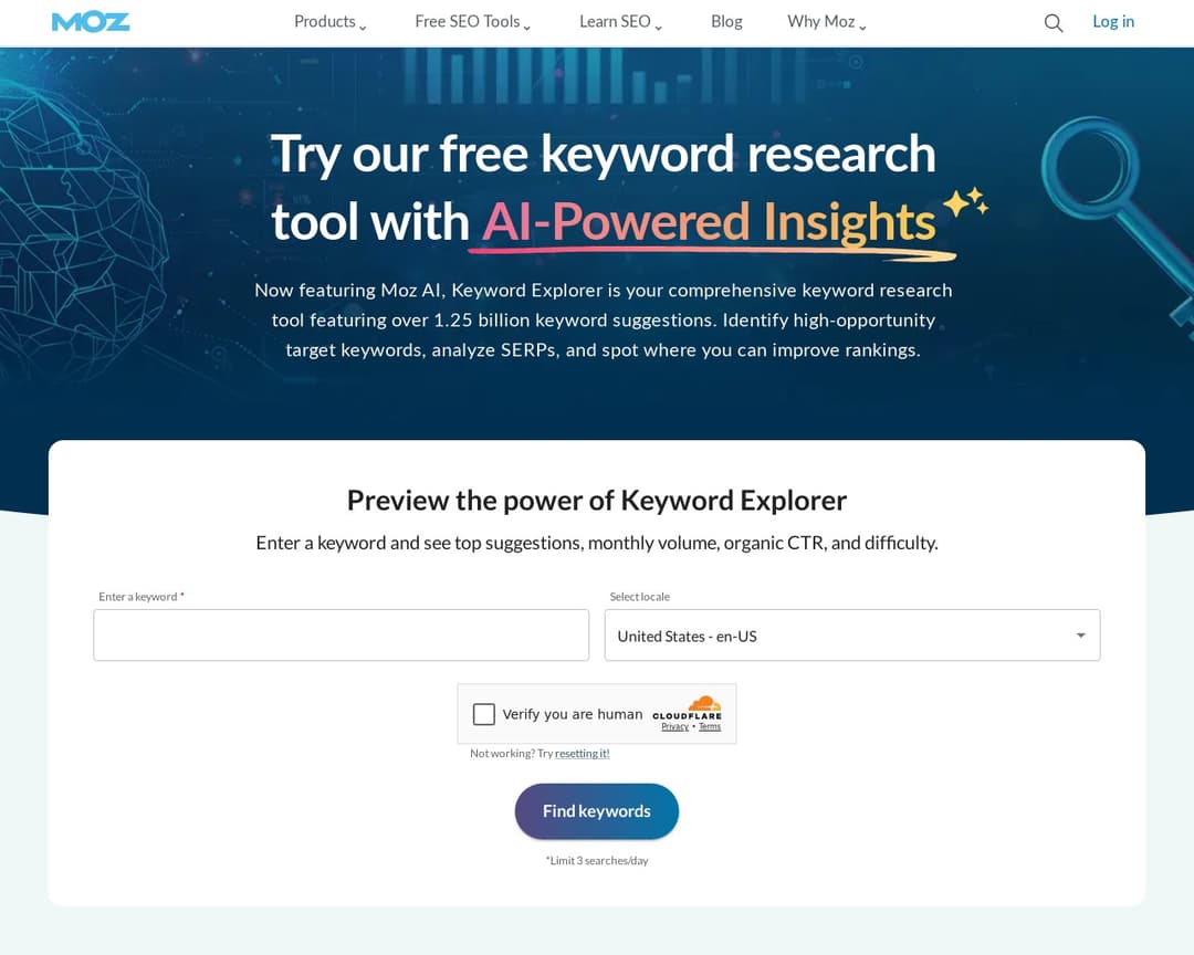 Moz Keyword Explorer Free Trial.