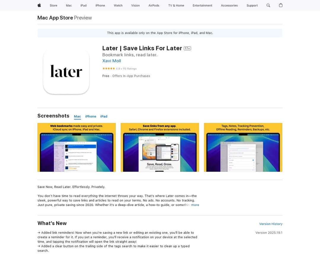 Later: Save Links For Later