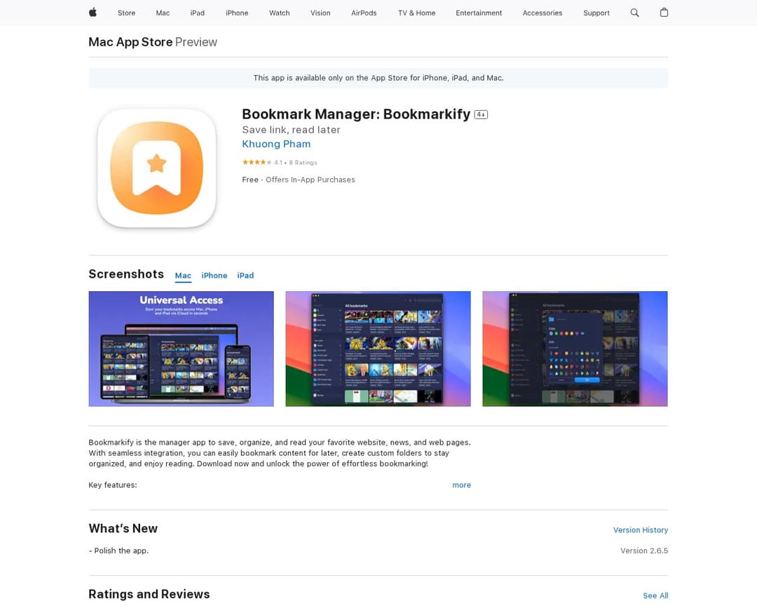 Bookmark Manager: Bookmarkify