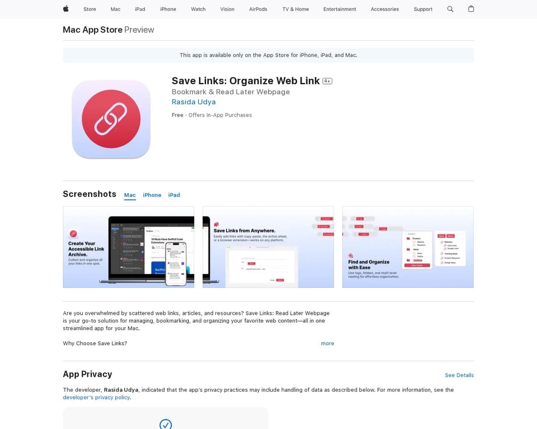 Save Links: Organize Web Link