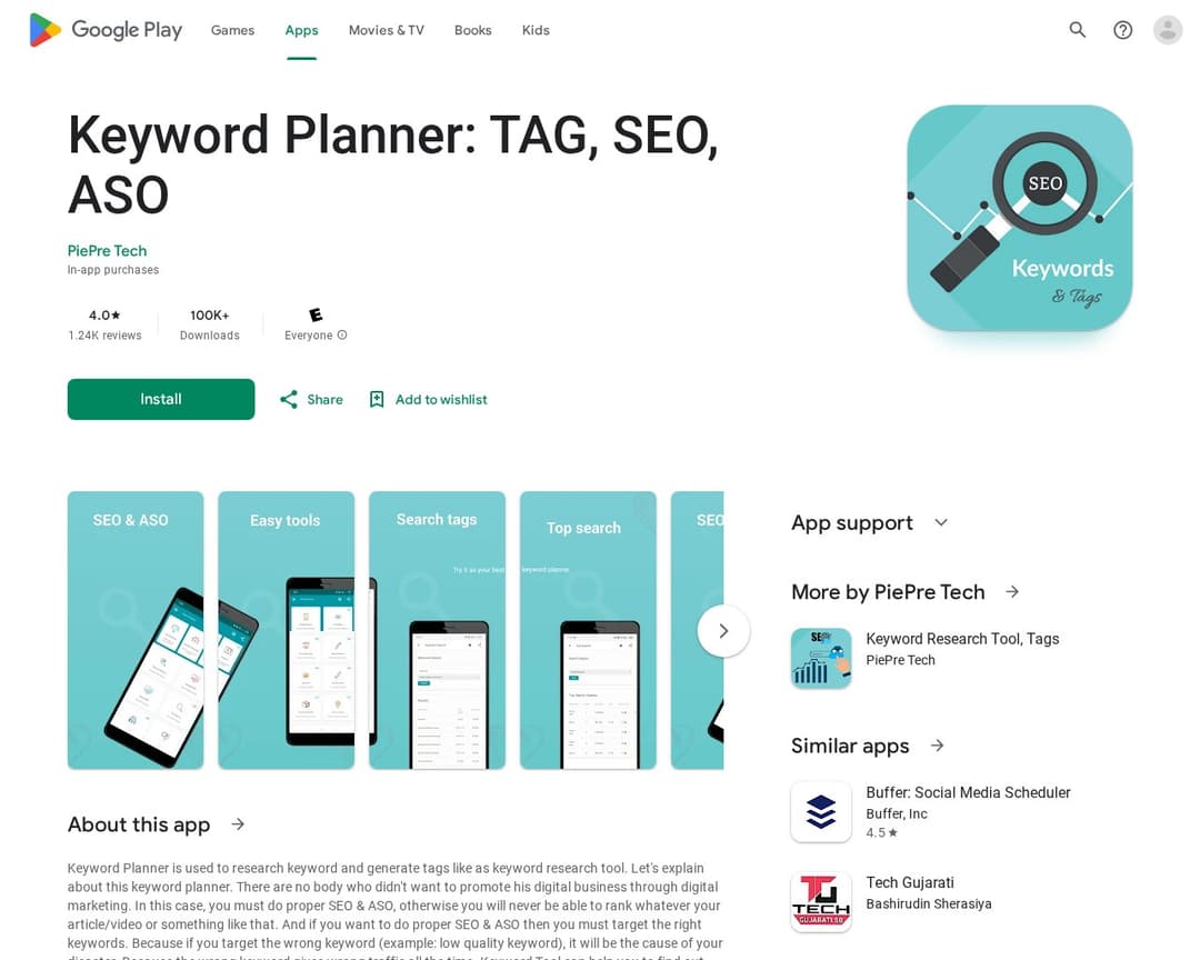 Keyword Planner: TAG, SEO, ASO