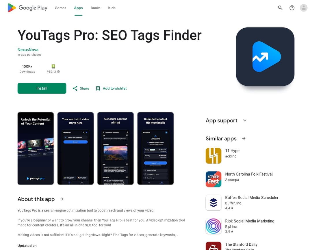 YouTags Pro: SEO Tags Finder