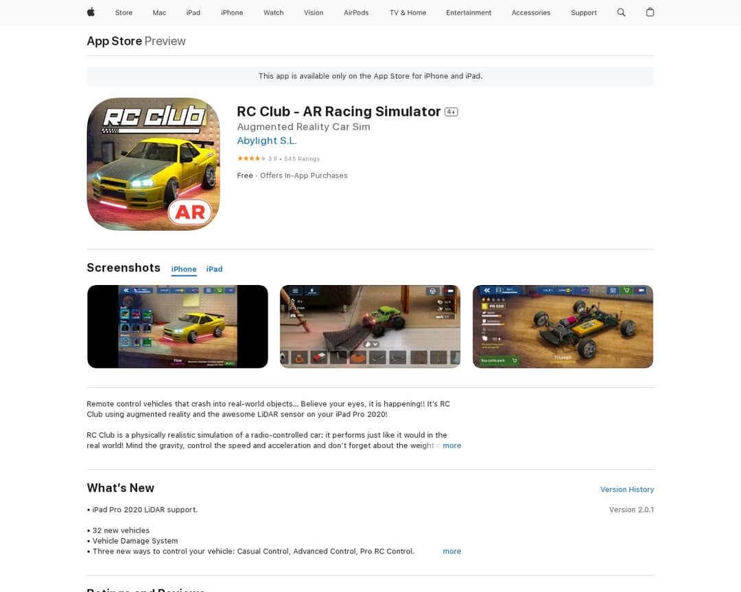 RC Club - AR Racing Simulator