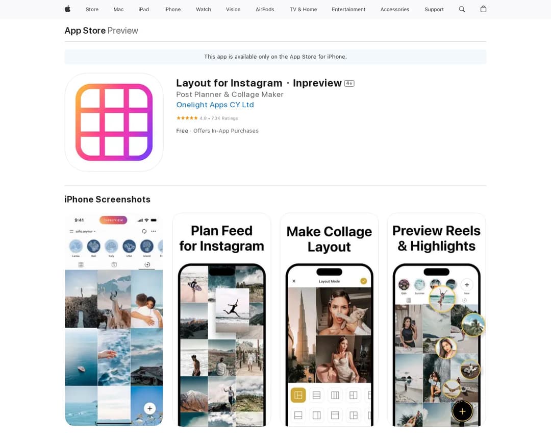 Layout for Instagram・Inpreview
