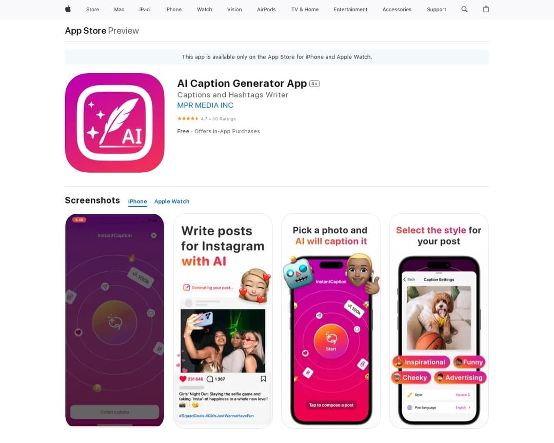 AI Caption Generator App