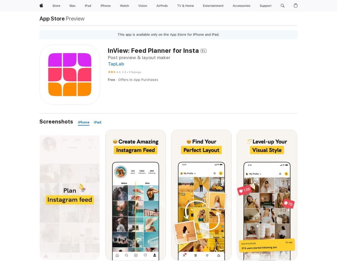 InView: Feed Planner for Insta