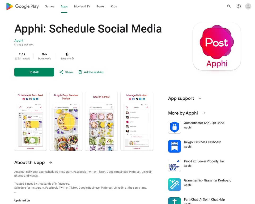 Apphi: Schedule Social Media