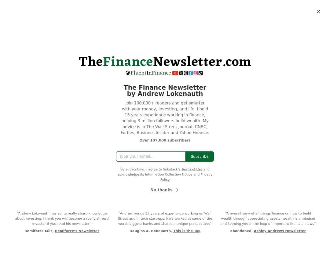 The Finance Newsletter by Andrew Lokenauth