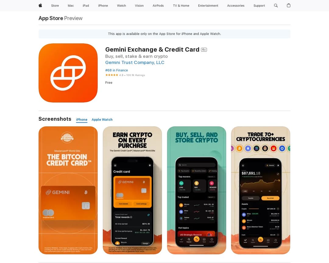 Gemini Exchange & Credit Card