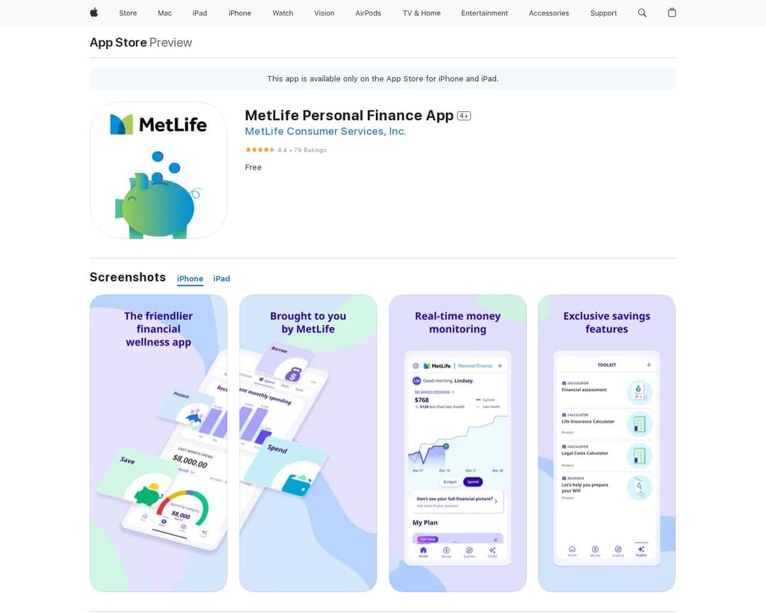 MetLife Personal Finance App