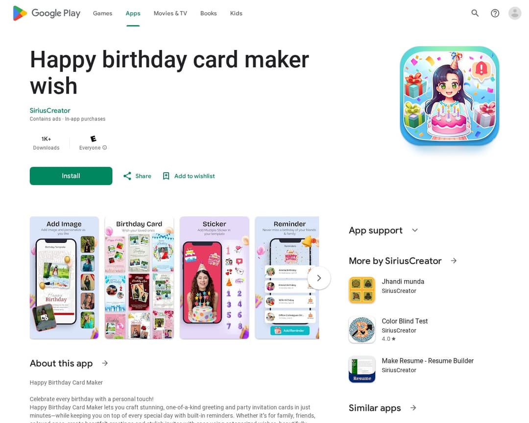 Happy birthday card maker wish