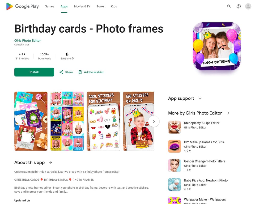 Birthday cards - Photo frames