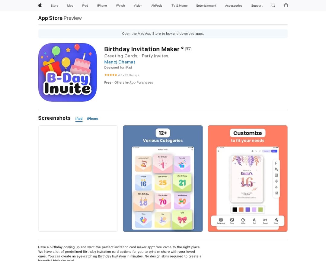 Birthday Invitation Maker °